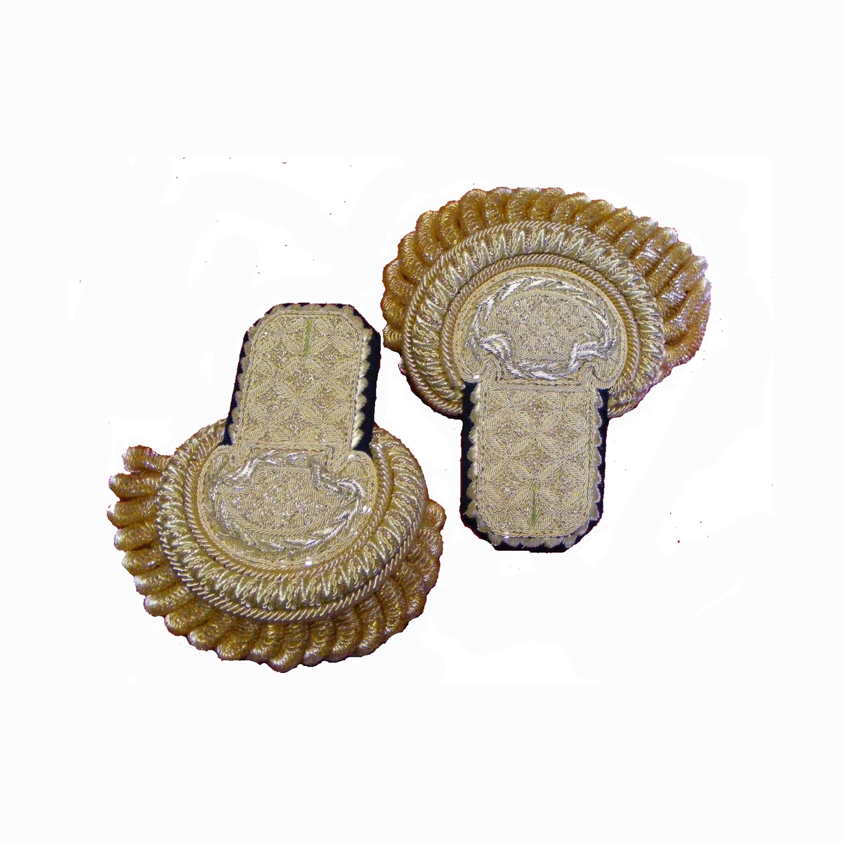 Epaulettes silver and gold color type VII - The pair Customized Hand Embroidery 